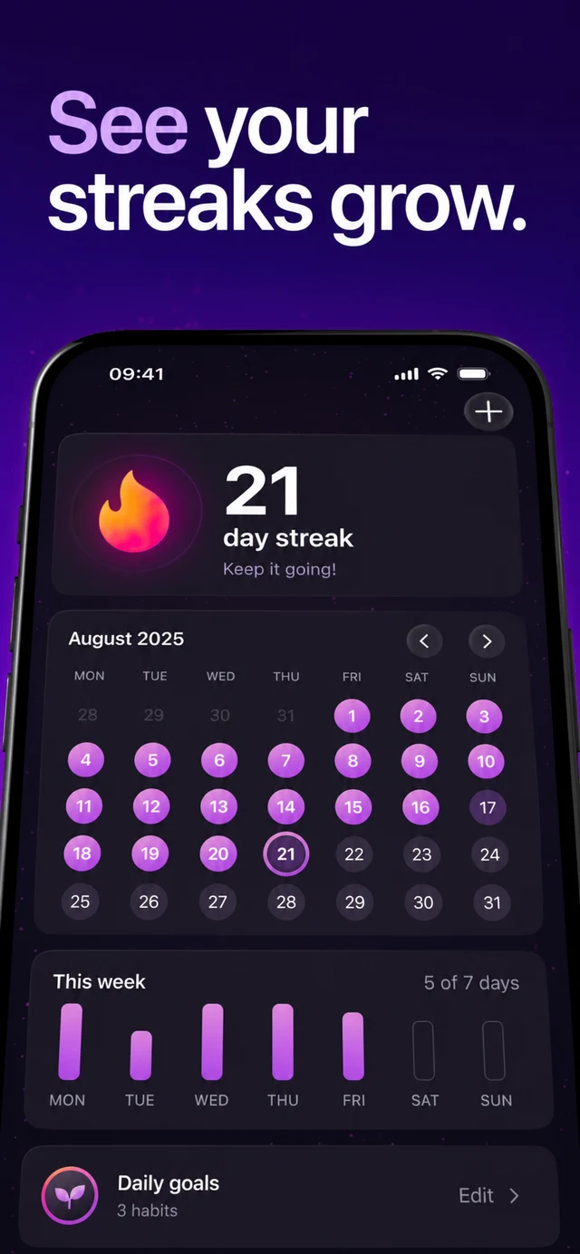 Bloom habit tracker screenshot 2 in the style of Orbit